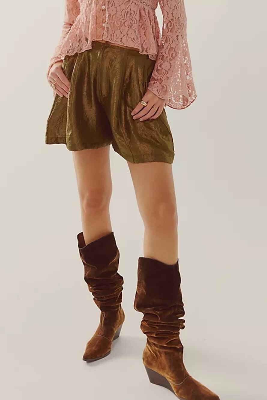 Free People Love Street Shine Velvet Trouser Shorts